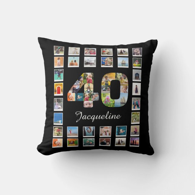 40th Birthday Family Photo Collage 47 Photographs  Cushion (Front)