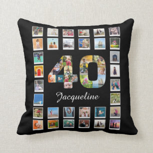 40th Birthday Family Photo Collage 47 Photographs Cushion
