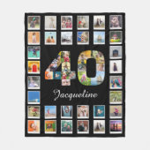 40th Birthday Family Photo Collage 47 Photographs Fleece Blanket (Front)