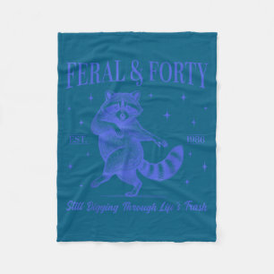 40th birthday feral and forty raccoon est. 1986 fleece blanket