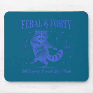 40th birthday feral and forty racoon est. 1986 mouse pad