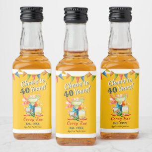 40th Birthday Fiesta Margarita Tequila Party Liquor Bottle Label