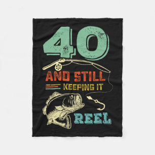 40th Birthday Fishing Turning 40 Fisherman Mens Pu Fleece Blanket