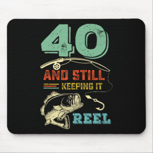 40th Birthday Fishing Turning 40 Fisherman Mens Pu Mouse Pad
