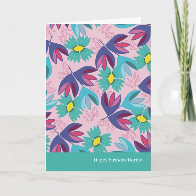 40th birthday floral green modern crocus feminine  card (Front)