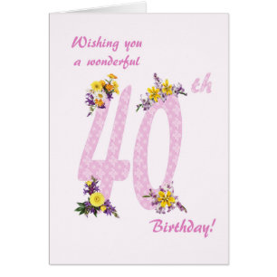 40th Birthday Flower Decorated Numbers