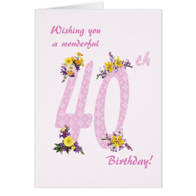 40th Birthday Flower Decorated Numbers (Front)