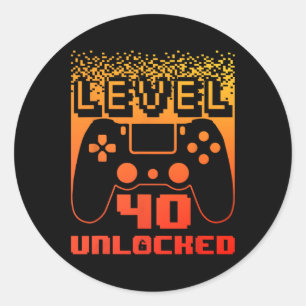 40th Birthday For Men Level 40 Unlocked Gamer 40 Y Classic Round Sticker