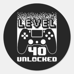 40th Birthday For Men Level 40 Unlocked Gamer 40 Y Classic Round Sticker