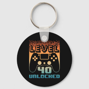 40th Birthday For Men Level 40 Unlocked Gamer 40 Y Key Ring