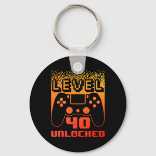 40th Birthday For Men Level 40 Unlocked Gamer 40 Y Key Ring