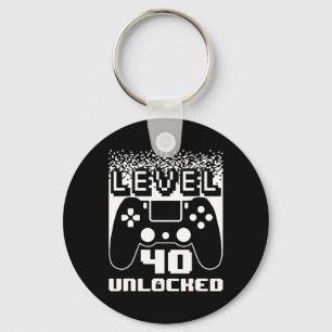 40th Birthday For Men Level 40 Unlocked Gamer 40 Y Key Ring