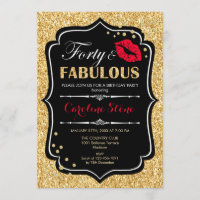 40th Birthday - Forty Fabulous Gold Black Red