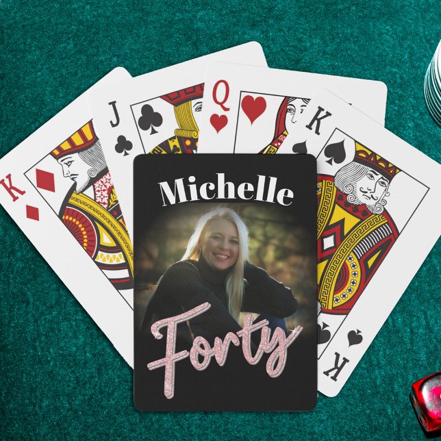 40th birthday forty pink black birthday custom playing cards (Creator Uploaded)