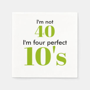 40th birthday four perfect tenss lime green napkin