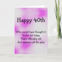 40th birthday fun card