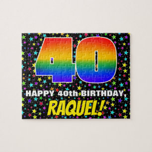 40th Birthday — Fun, Colourful Star Field Pattern Jigsaw Puzzle