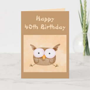 40th Birthday Fun Humour Shocked Owl Bird Card