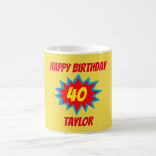 40th Birthday Fun Superhero Theme Coffee Mug