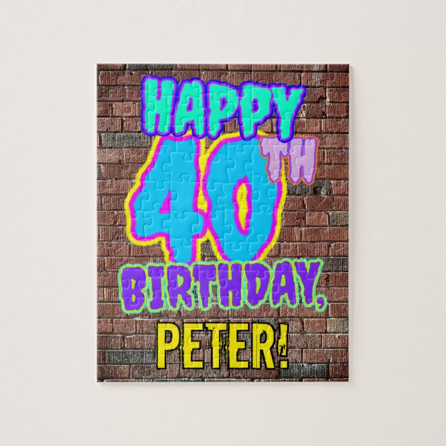 40th Birthday ~ Fun, Urban Graffiti Inspired Look Jigsaw Puzzle (Vertical)