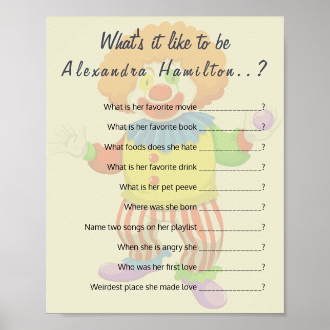 40th Birthday Funny Party Question Game  Poster (Front)