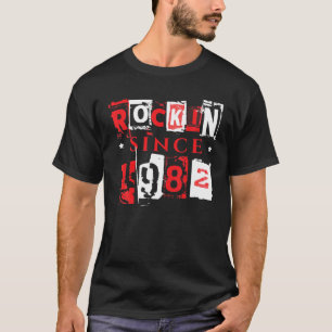 40Th Birthday Funny Rockin' Since 1982 Vintage Pun T-Shirt