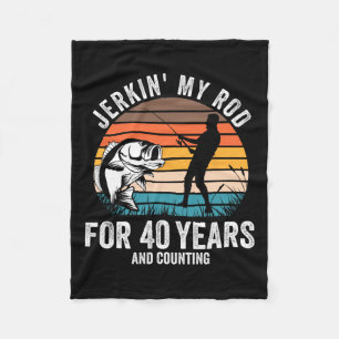 40th Birthday Gift For Fisherman Men Funny Fishing Fleece Blanket