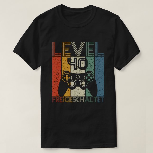 40th Birthday Gift - Level 40 Unlocked Video Gamer T-Shirt (Design Front)