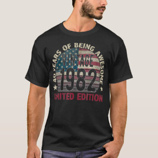 40th Birthday Gift men Vintage 1982 40 Years Old U T-Shirt