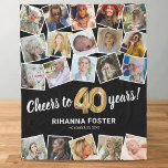 40th Birthday Gift Multi Photo Fleece Blanket<br><div class="desc">Modern 40th birthday celebration blanket featuring a stylish black background that can be changed to any colour,  a 20 photo collage template of through the years,  the saying 'cheers to 40 years',  their name,  and the date.</div>