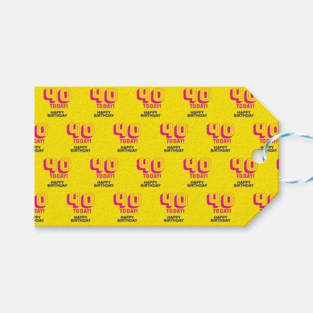 40th Birthday Gift Tags (Front (Horizontal))