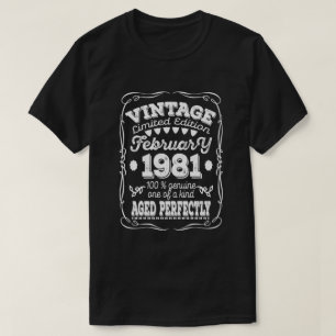 40Th Birthday Gift Vintage February 1981 40 Years T-Shirt