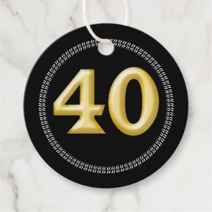 40th birthday gold black thank you forty elegant favour tags