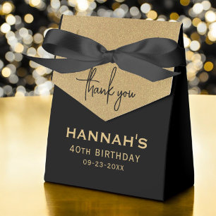 40th Birthday Gold Foil Name Script Thank You Favour Box