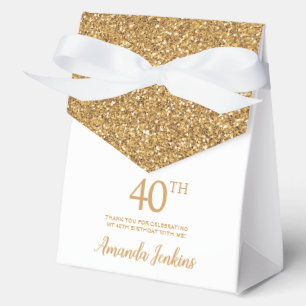 40th Birthday Gold Glitter Thank You Favour Box