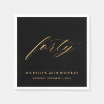 40th Birthday Gold look Paper Napkins