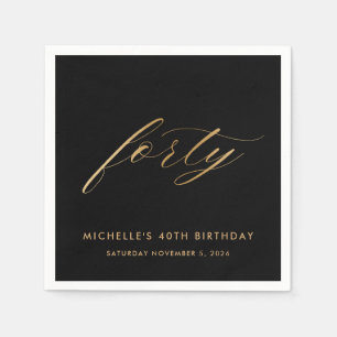 40th Birthday Gold look Paper Napkins