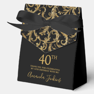 40th Birthday Gold Swirls Thank You Favour Box