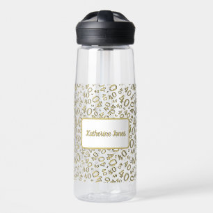 40th Birthday Gold & White Random Number Pattern Water Bottle