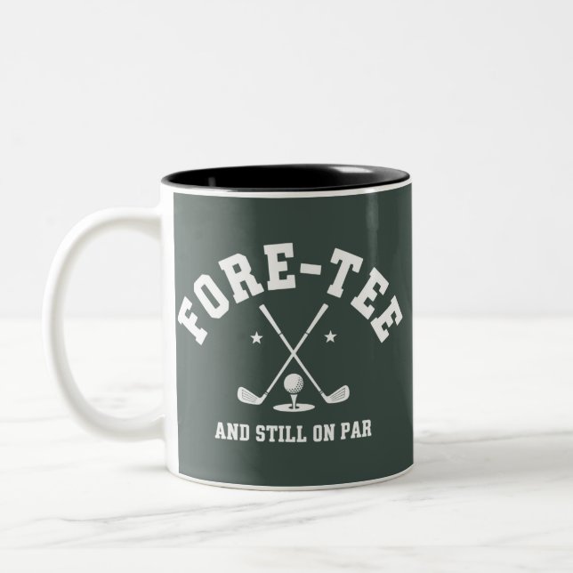 40th Birthday Golf 40th Birthday Gift Golfing  Two-Tone Coffee Mug (Left)