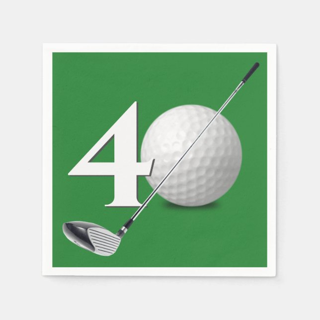 40th Birthday Golf Ball And Club  Napkin (Front)