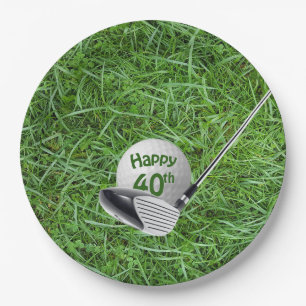 40th Birthday Golf Ball and Club Paper Plate