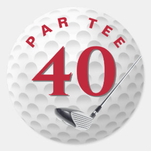 40th Birthday Golf Ball Classic Round Sticker