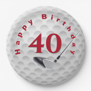 40th Birthday Golf Ball Design Paper Plate
