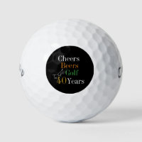 40th Birthday Golf Cheers and Beers Black and Gold