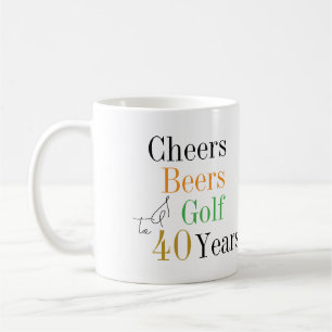 40th Birthday Golf Cheers Beers Minimal Coffee Mug