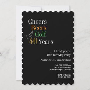 40th Birthday Golf Cheers Beers Party Invitation