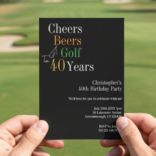 40th Birthday Golf Cheers Beers Party Invitation
