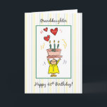 40th Birthday Granddaughter Cake with Heart Woman Card<br><div class="desc">A 40th birthday is a big milestone. Wish your granddaughter a happy birthday with this cute card of a woman holding up a cake for a wonderful past,  present and future. Soft stripes fill the background of this sweet card.</div>