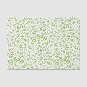 40th Birthday Green and White Number Pattern Tissue Paper